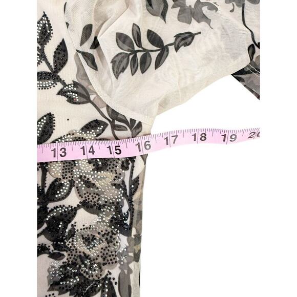Venus Long Sleeve Mesh Rhinestone Floral Pattern Maxi Dress Gown Womens Small - Picture 8 of 8
